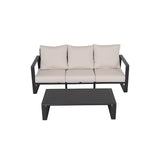 Three - Seat Sofa And Rectangular Coffee Table Set White Canvas - Zenvia - Omega Lifestyles