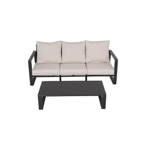 Three-Seat Sofa And Rectangular Coffee Table Set White Canvas - Omega Lifestyles