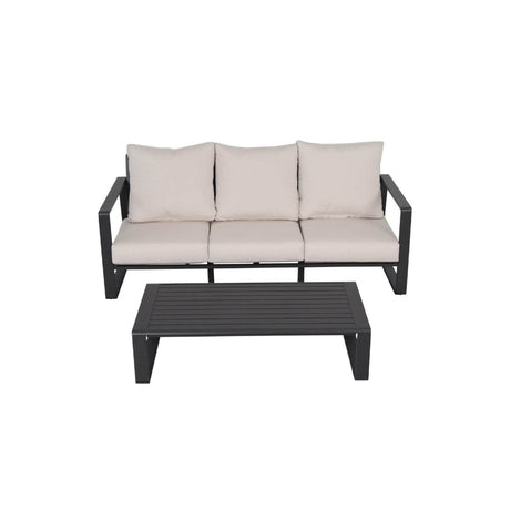 Three - Seat Sofa And Rectangular Coffee Table Set White Canvas - Zenvia - Omega Lifestyles