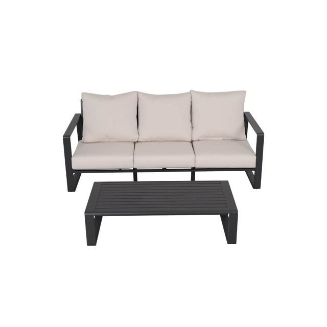 Three - Seat Sofa And Rectangular Coffee Table Set White Canvas - Zenvia - Omega Lifestyles