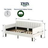 Twin Boucle Upholstered Ivory Metal Frame Daybed - Zenvia - Omega Lifestyles