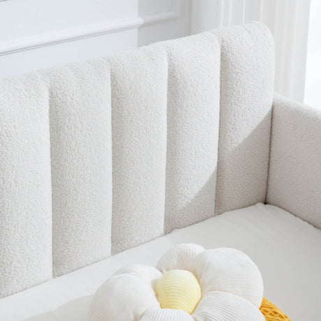 Twin Boucle Upholstered Ivory Metal Frame Daybed - Zenvia - Omega Lifestyles