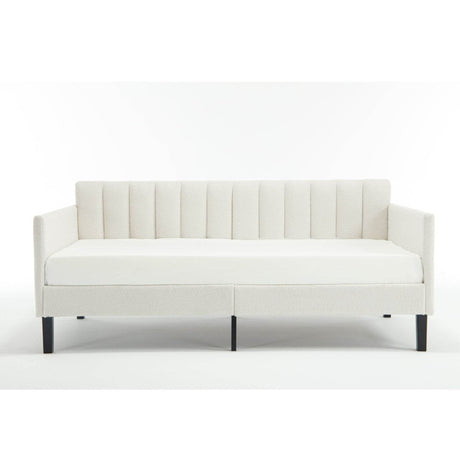 Twin Boucle Upholstered Ivory Metal Frame Daybed - Zenvia - Omega Lifestyles
