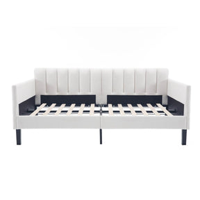 Twin Boucle Upholstered Ivory Metal Frame Daybed - Omega Lifestyles