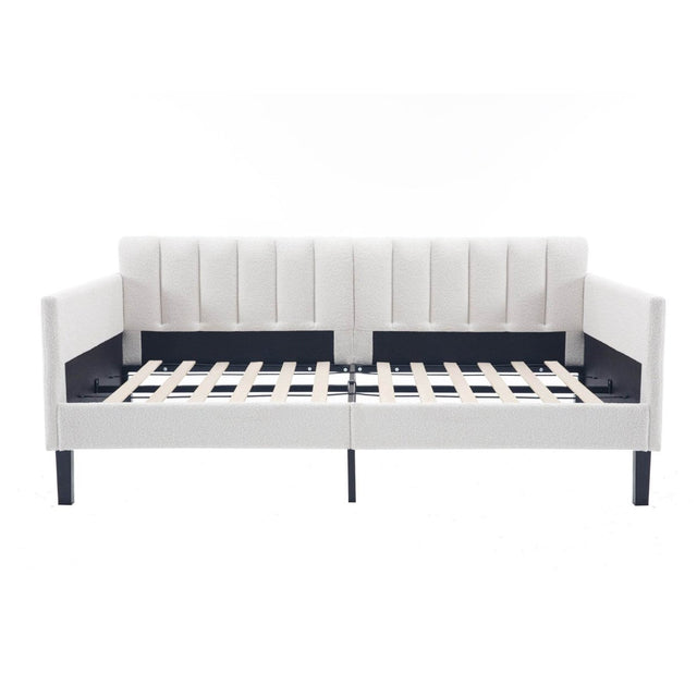 Twin Boucle Upholstered Ivory Metal Frame Daybed - Zenvia - Omega Lifestyles