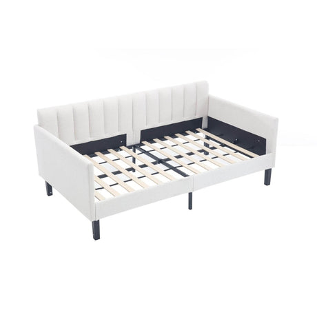 Twin Boucle Upholstered Ivory Metal Frame Daybed - Zenvia - Omega Lifestyles