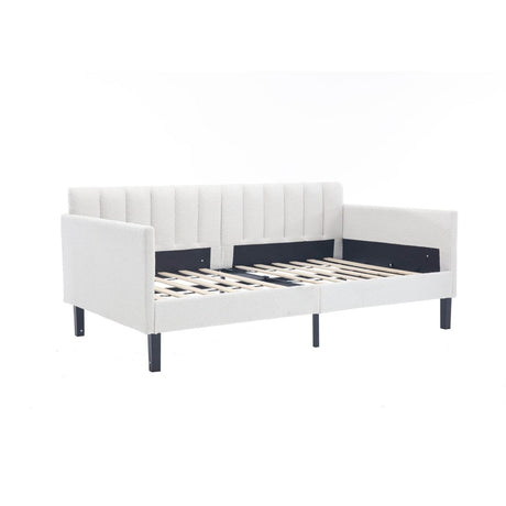 Twin Boucle Upholstered Ivory Metal Frame Daybed - Zenvia - Omega Lifestyles