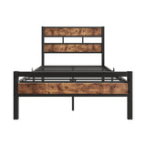 Twin Industrial Metal Wood Platform Bed Frame - Zenvia - Omega Lifestyles