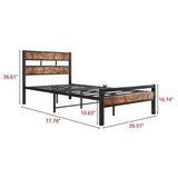 Twin Industrial Metal Wood Platform Bed Frame - Zenvia - Omega Lifestyles