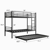 Twin Metal Bunk Bed With Trundle Ladder And Guardrail - Zenvia - Omega Lifestyles
