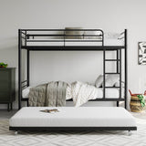 Twin Metal Bunk Bed With Trundle Ladder And Guardrail - Zenvia - Omega Lifestyles