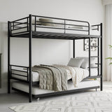 Twin Metal Bunk Bed With Trundle Ladder And Guardrail - Zenvia - Omega Lifestyles