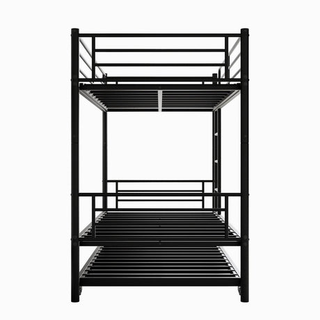 Twin Metal Bunk Bed With Trundle Ladder And Guardrail - Zenvia - Omega Lifestyles