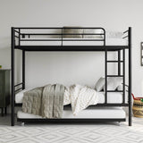 Twin Metal Bunk Bed With Trundle Ladder And Guardrail - Zenvia - Omega Lifestyles