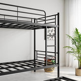Twin Metal Bunk Bed With Trundle Ladder And Guardrail - Zenvia - Omega Lifestyles