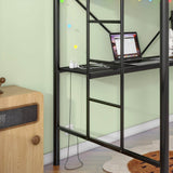 Twin Metal Loft Bed Frame With Desk And Power Outlet - Zenvia - Omega Lifestyles
