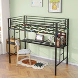 Twin Metal Loft Bed Frame With Desk And Power Outlet - Zenvia - Omega Lifestyles
