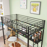 Twin Metal Loft Bed Frame With Desk And Power Outlet - Zenvia - Omega Lifestyles
