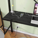 Twin Metal Loft Bed Frame With Desk And Power Outlet - Zenvia - Omega Lifestyles