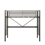 Twin Metal Loft Bed Frame With Desk And Power Outlet - Zenvia - Omega Lifestyles