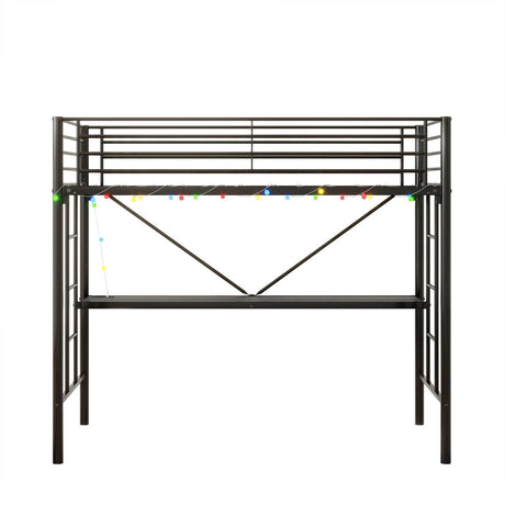 Twin Metal Loft Bed Frame With Desk And Power Outlet - Zenvia - Omega Lifestyles