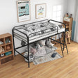 Twin Metal Loft Bed Frame With Guardrails And Ladder - Zenvia - Omega Lifestyles
