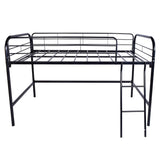 Twin Metal Loft Bed Frame With Guardrails And Ladder - Zenvia - Omega Lifestyles