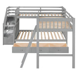Twin Over Full L-Shaped Solid Wood Bunk Bed - Sleep Galleria
