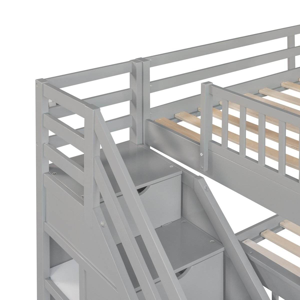 Twin Over Full L-Shaped Solid Wood Bunk Bed - Sleep Galleria