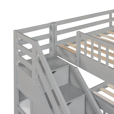 Twin Over Full L-Shaped Solid Wood Bunk Bed - Sleep Galleria