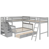 Twin Over Full L-Shaped Solid Wood Bunk Bed - Sleep Galleria