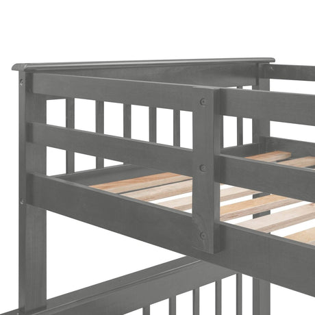 Twin - Over - Full Solid Wood Stairway Storage Bunk Bed - Zenvia - Omega Lifestyles