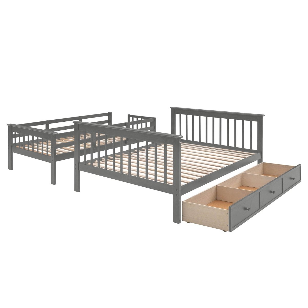 Twin - Over - Full Solid Wood Stairway Storage Bunk Bed - Zenvia - Omega Lifestyles
