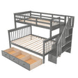 Twin - Over - Full Solid Wood Stairway Storage Bunk Bed - Zenvia - Omega Lifestyles