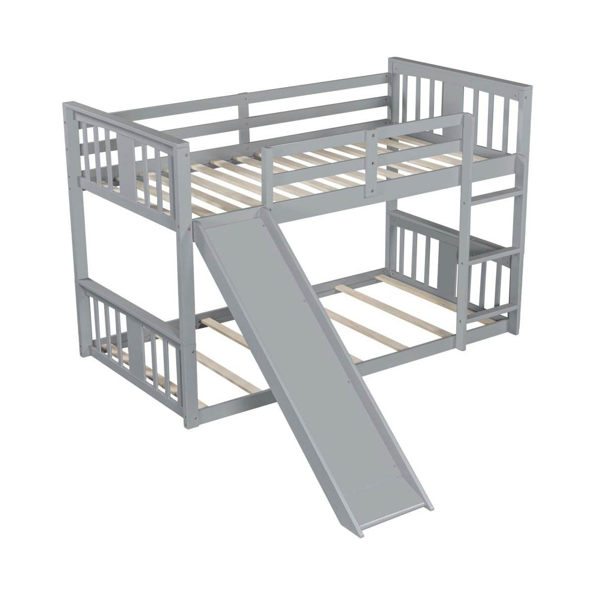 Twin Over Twin Pine Wood Bunk Bed With Slide Ladder - Sleep Galleria