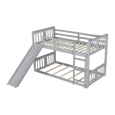 Twin Over Twin Pine Wood Bunk Bed With Slide Ladder - Sleep Galleria