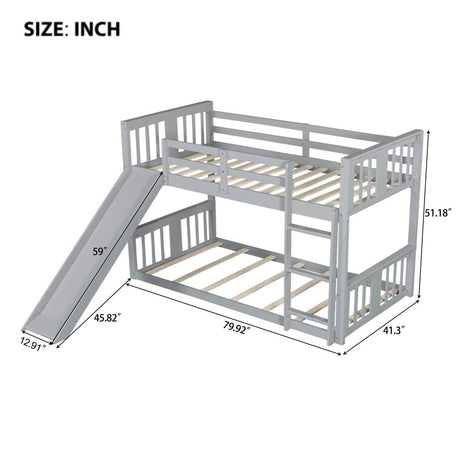 Twin Over Twin Pine Wood Bunk Bed With Slide Ladder - Sleep Galleria