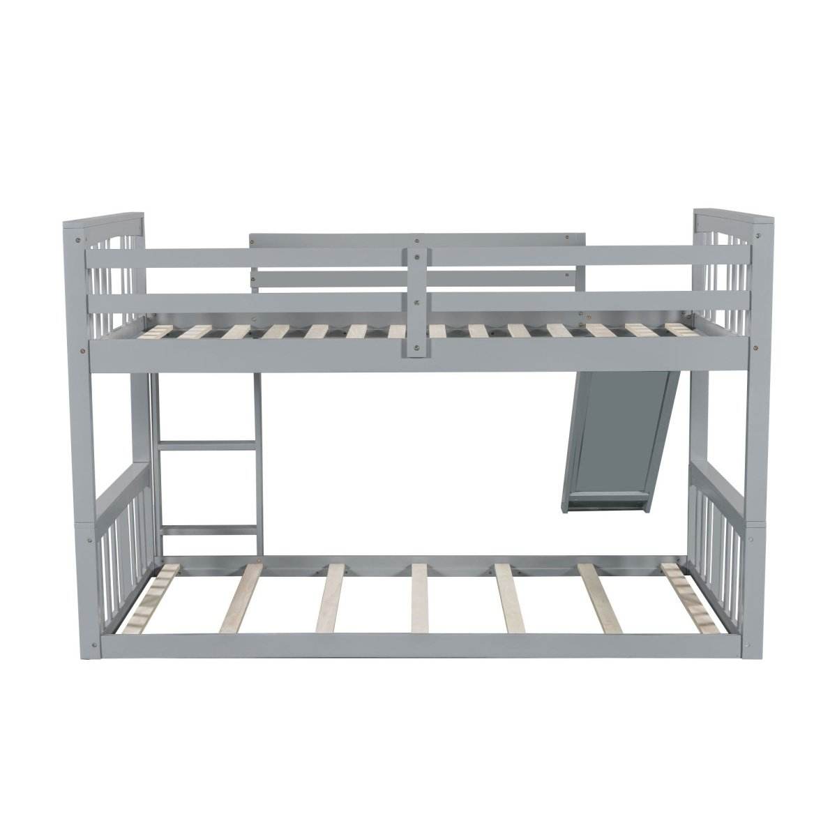 Twin Over Twin Pine Wood Bunk Bed With Slide Ladder - Sleep Galleria