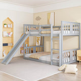 Twin Over Twin Pine Wood Bunk Bed With Slide Ladder - Sleep Galleria