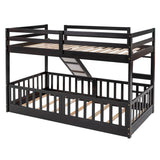 Twin Over Twin Solid Wood Bunk Bed With Slide Ladder - Sleep Galleria