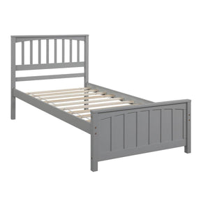 Twin Solid Wood Gray Platform Bed With Headboard And Footboard - Omega Lifestyles