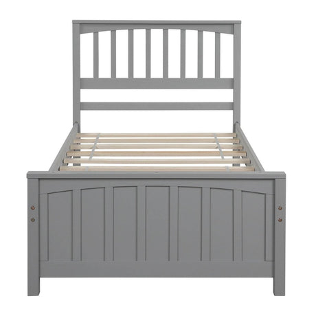 Twin Solid Wood Gray Platform Bed With Headboard And Footboard - Zenvia - Omega Lifestyles
