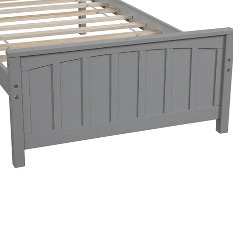 Twin Solid Wood Gray Platform Bed With Headboard And Footboard - Zenvia - Omega Lifestyles