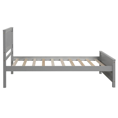 Twin Solid Wood Gray Platform Bed With Headboard And Footboard - Zenvia - Omega Lifestyles
