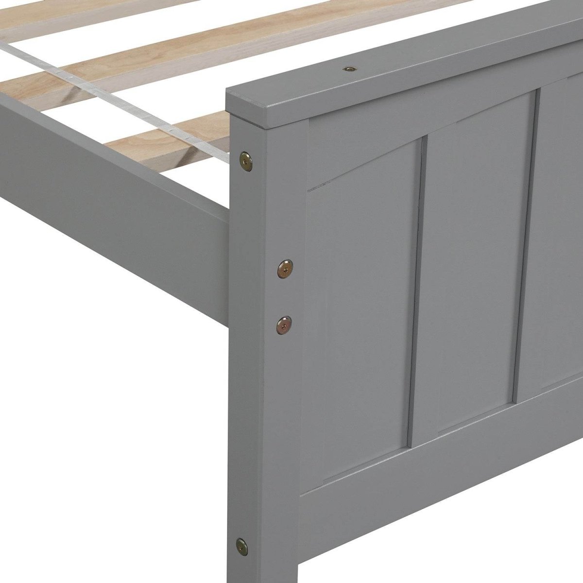 Twin Solid Wood Gray Platform Bed With Headboard And Footboard - Zenvia - Omega Lifestyles