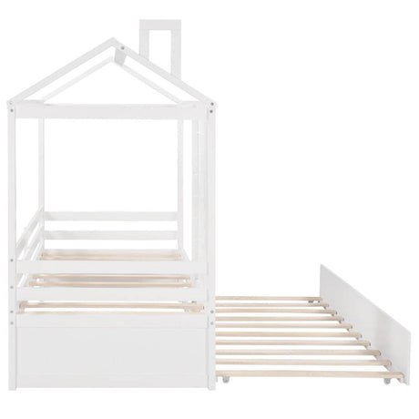 Twin Solid Wood House Bed With Trundle - Sleep Galleria