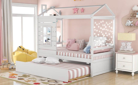 Twin Solid Wood House Bed With Trundle - Sleep Galleria