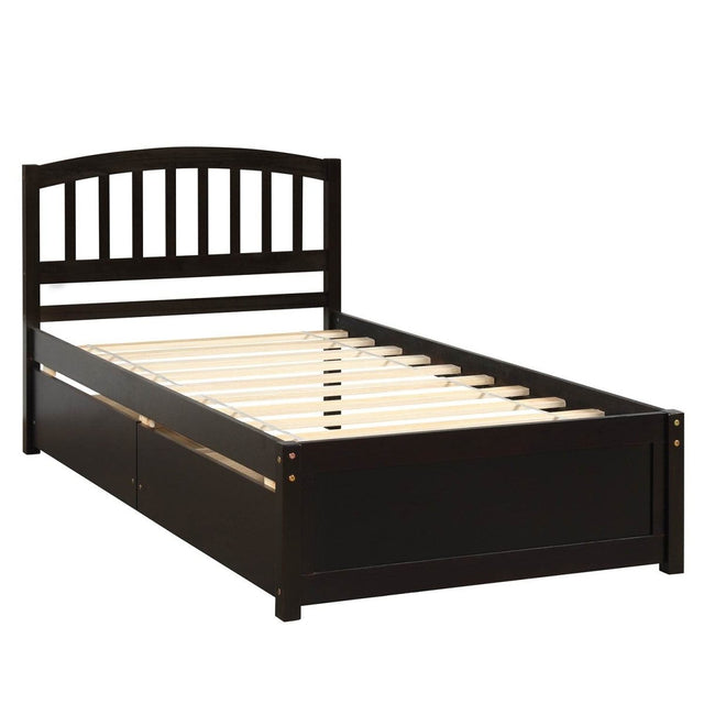 Twin Solid Wood Platform Bed Frame With Storage Drawers - Zenvia - Omega Lifestyles