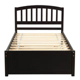 Twin Solid Wood Platform Bed With Trundle Espresso - Zenvia - Omega Lifestyles