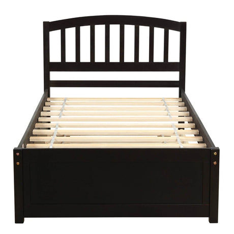 Twin Solid Wood Platform Bed With Trundle Espresso - Zenvia - Omega Lifestyles
